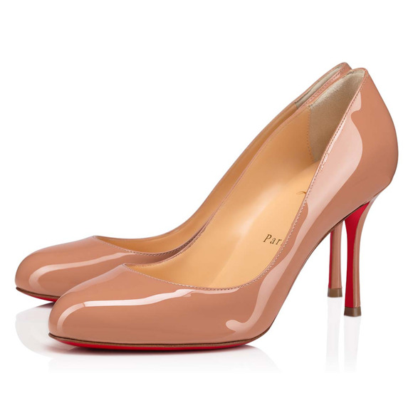 Christian Louboutin Dolly Pump 85 Blush Nude Patent Leather Classic Heel 39.5 - Picture 1 of 13